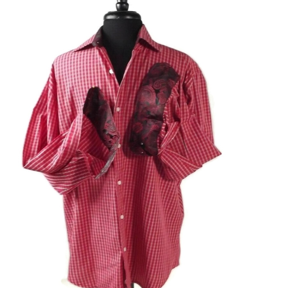 Bristol & Bull Mens Large Shirt 100% Cotton Red Bk